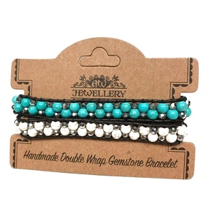 Double Wrap Bracelet - 50/50 - Turquoise and White Agate