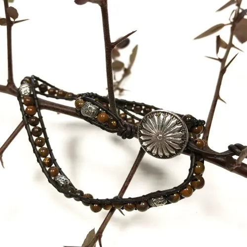 Double Wrap Bracelet - Buddha with Tiger-eye ➤ топ цена ➤ sorbe.bg