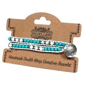 Double Wrap Bracelet - Turquoise and White Agate