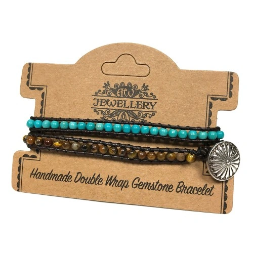 Double Wrap Bracelet - 50/50 - Turquoise and Tiger Eye ➤ топ цена ➤ sorbe.bg