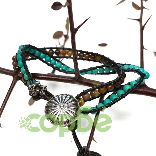 Double Wrap Bracelet - 50/50 - Turquoise and Tiger Eye ➤ топ цена ➤ sorbe.bg