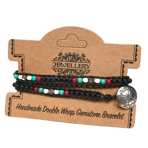 Double Wrap Bracelet - Multi Stone with Floral Detail