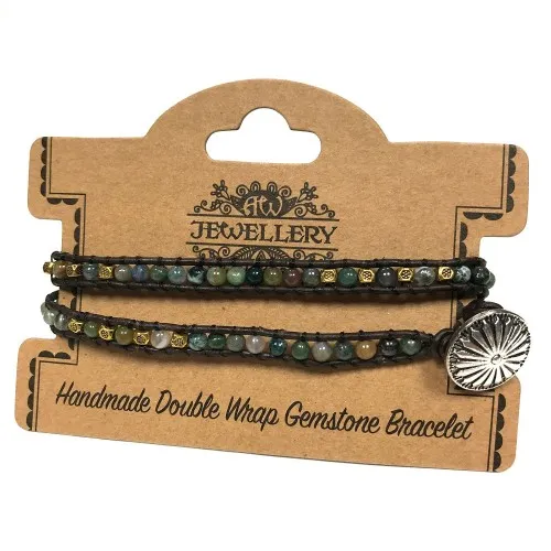 Double Wrap Bracelet - Multi Moss Agate ➤ топ цена ➤ sorbe.bg