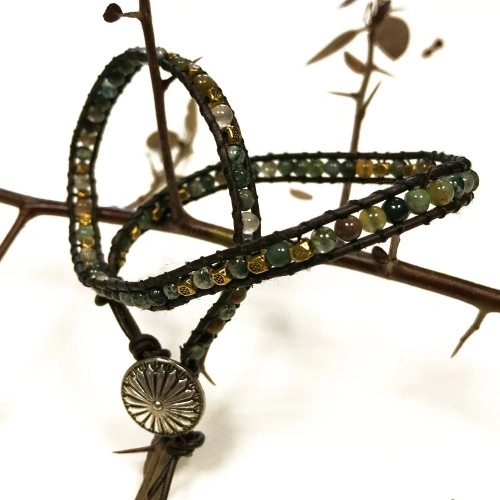 Double Wrap Bracelet - Multi Moss Agate ➤ топ цена ➤ sorbe.bg