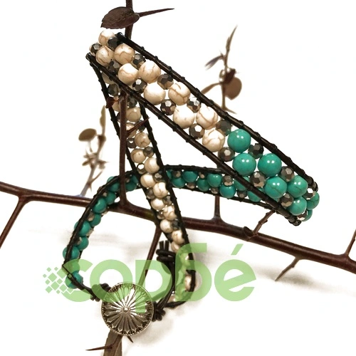 Double Wrap Bracelet - 50/50 - Turquoise and White Agate ➤ топ цена ➤ sorbe.bg
