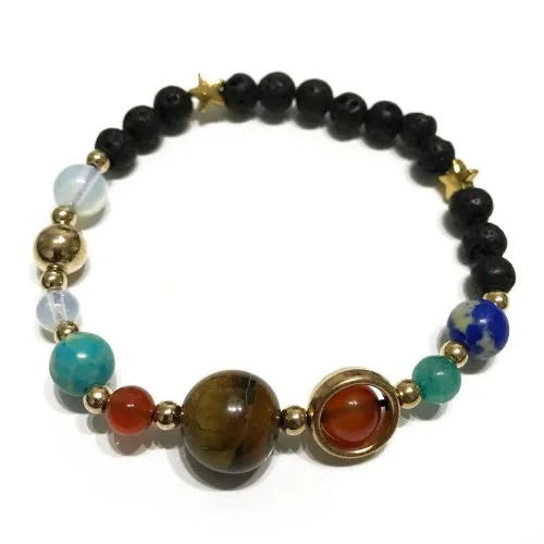 Lava Stone Bracelet - Gold Solar System ➤ топ цена ➤ sorbe.bg