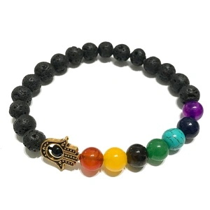Lava Stone Bracelet - Hamsa Chakra