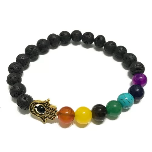Lava Stone Bracelet - Hamsa Chakra ➤ топ цена ➤ sorbe.bg