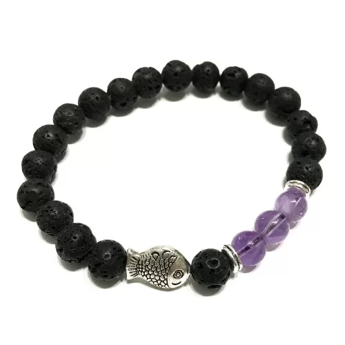 Lava Stone Bracelet - Fish Amethyst ➤ топ цена ➤ sorbe.bg
