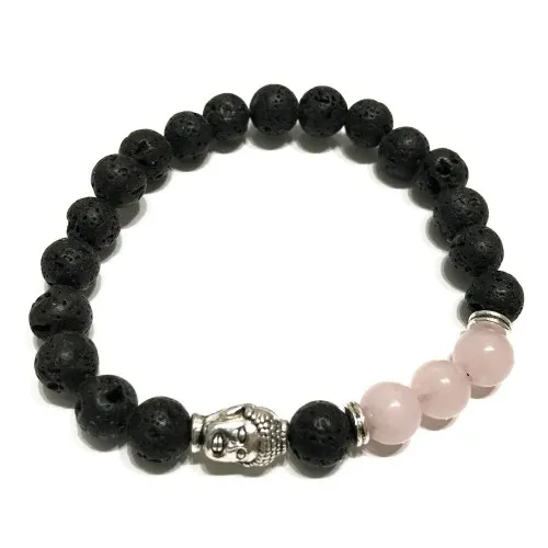 Lava Stone Bracelet - Buddha Rose Quartz ➤ топ цена ➤ sorbe.bg