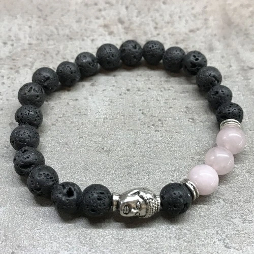 Lava Stone Bracelet - Buddha Rose Quartz ➤ топ цена ➤ sorbe.bg