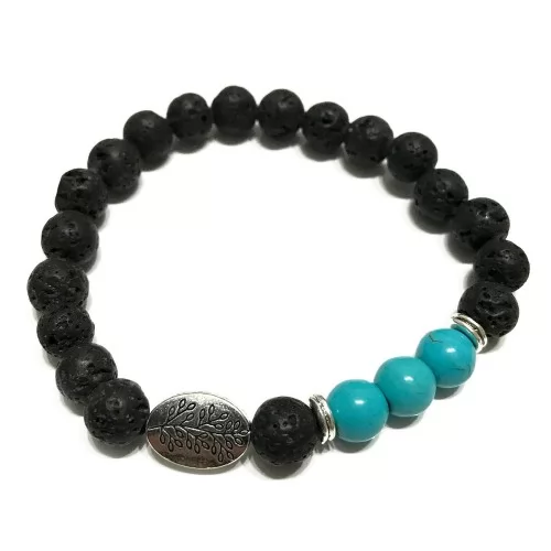 Lava Stone Bracelet - Leaf Turquoise ➤ топ цена ➤ sorbe.bg