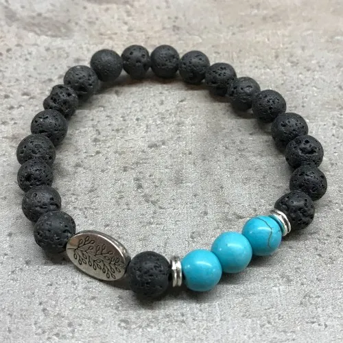 Lava Stone Bracelet - Leaf Turquoise ➤ топ цена ➤ sorbe.bg
