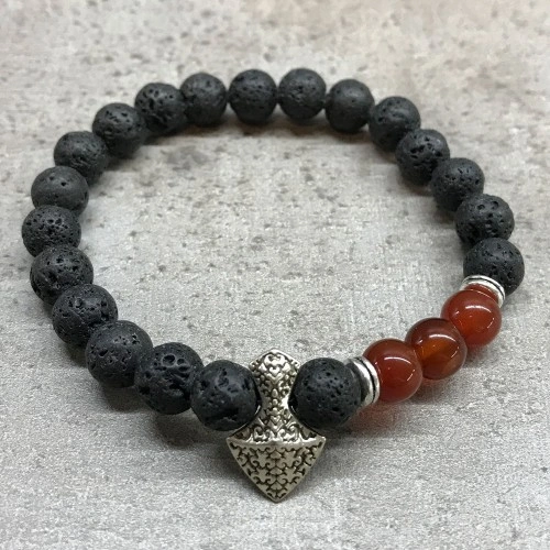 Lava Stone Bracelet - Axe-head Carnelian ➤ топ цена ➤ sorbe.bg