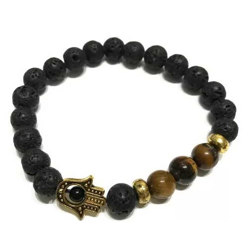 Lava Stone Bracelet - Hamsa Tiger-eye ➤ топ цена ➤ sorbe.bg