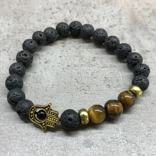 Lava Stone Bracelet - Hamsa Tiger-eye ➤ топ цена ➤ sorbe.bg