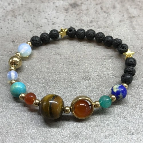 Lava Stone Bracelet - Gold Solar System ➤ топ цена ➤ sorbe.bg