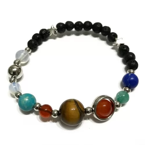 Lava Stone Bracelet - Silver Solar System ➤ топ цена ➤ sorbe.bg