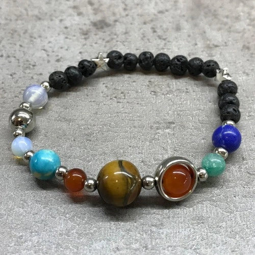 Lava Stone Bracelet - Silver Solar System ➤ топ цена ➤ sorbe.bg