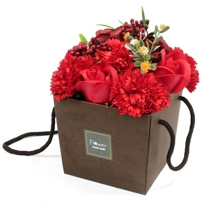 Soap Flower Bouqet - Red Rose and Carnation