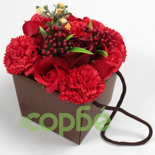 Soap Flower Bouqet - Red Rose and Carnation ➤ топ цена ➤ sorbe.bg