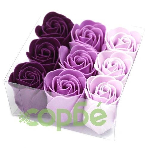 Set of 9 Soap Flower - Lavender Roses ➤ топ цена ➤ sorbe.bg