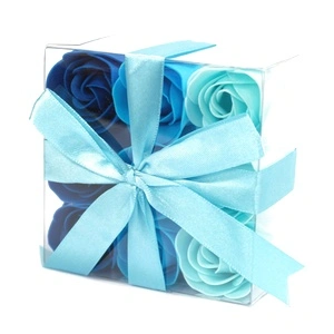 Set of 9 Soap Flowers - Blue Wedding Roses