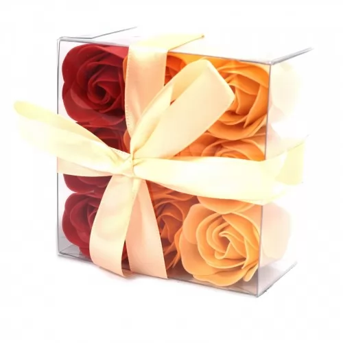 Set of 9 Soap Flower Box - Peach Roses ➤ топ цена ➤ sorbe.bg