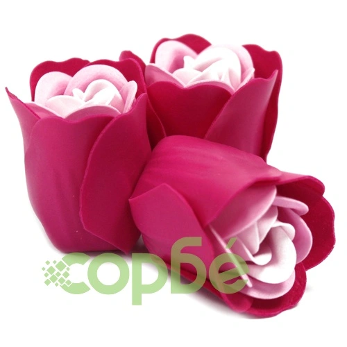 Set of 3 Soap Flower Heart Box - Pink Roses ➤ топ цена ➤ sorbe.bg