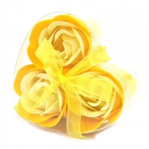 Set of 3 Soap Flower Heart Box - Spring Roses ➤ топ цена ➤ sorbe.bg