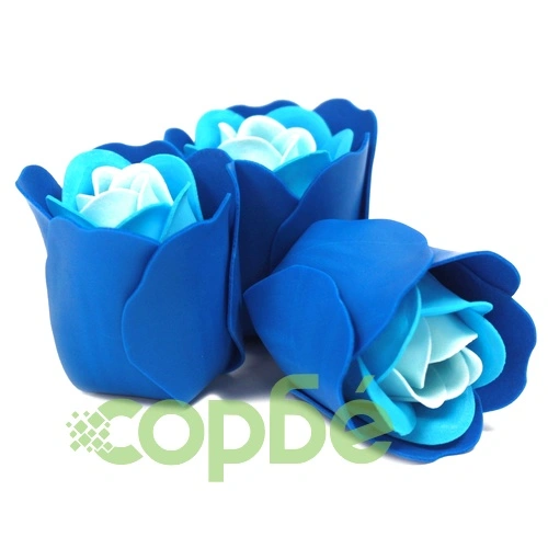Set of 3 Soap Flower Heart Box - Blue Wedding Roses ➤ топ цена ➤ sorbe.bg