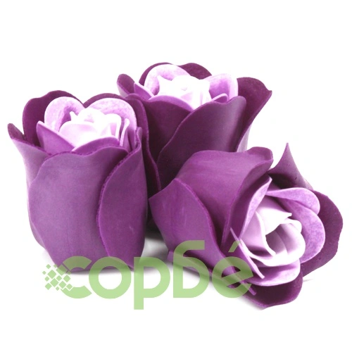 Set of 3 Soap Flower Heart Box - Lavender Roses ➤ топ цена ➤ sorbe.bg