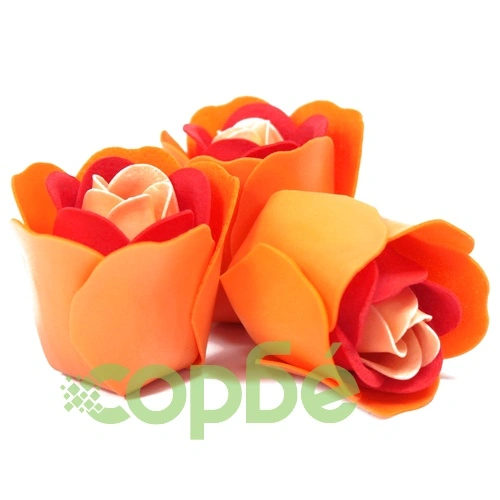 Set of 3 Soap Flower Heart Box - Peach Roses ➤ топ цена ➤ sorbe.bg