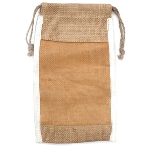Lrg Washed Jute Pouch - 26x15cm