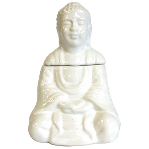 Sitting Buddha Oil Burner - White