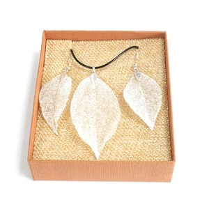 Necklace and Earring Set - Bravery Leaf - Silver