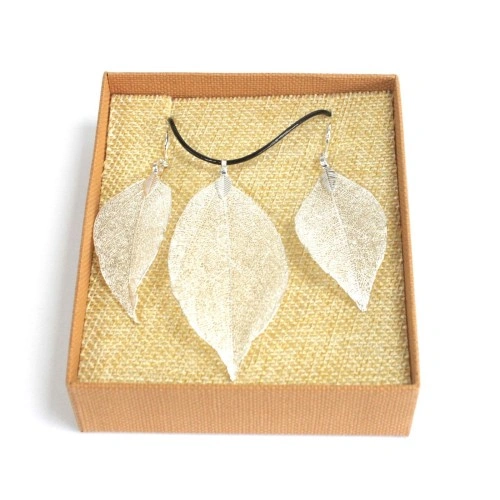 Necklace and Earring Set - Bravery Leaf - Silver ➤ топ цена ➤ sorbe.bg