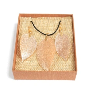 Necklace and Earring Set - Bravery Leaf - Gold