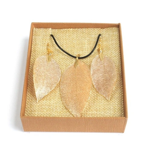 Necklace and Earring Set - Bravery Leaf - Gold ➤ топ цена ➤ sorbe.bg