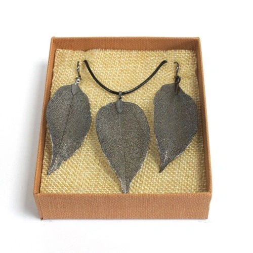 Necklace and Earring Set - Bravery Leaf - Pewter ➤ топ цена ➤ sorbe.bg