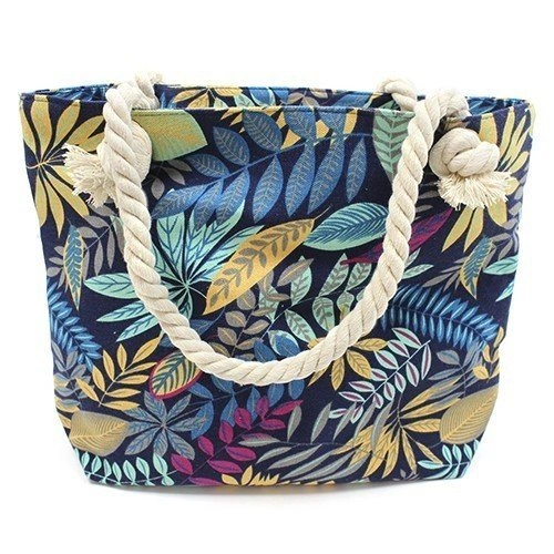 Rope Handle Bag - Teal And Blue Flowers ➤ топ цена ➤ sorbe.bg