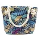 Rope Handle Bag - Teal And Blue Flowers