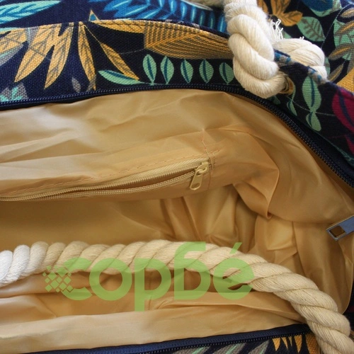 Rope Handle Bag - Teal And Blue Flowers ➤ топ цена ➤ sorbe.bg