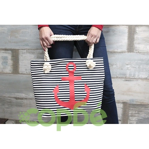 Rope Handle Bag - Teal And Blue Flowers ➤ топ цена ➤ sorbe.bg