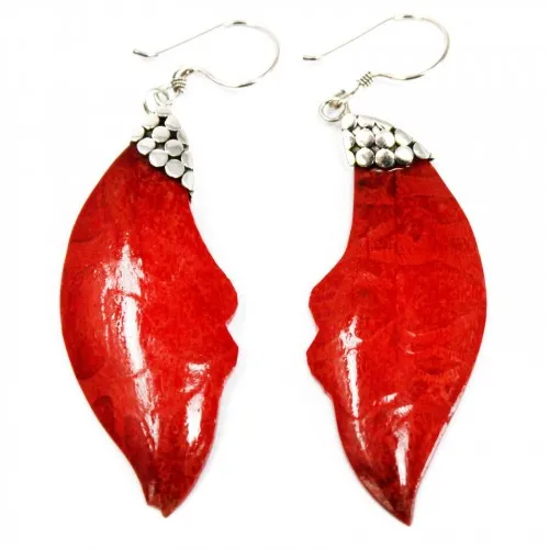 Coral Style 925 Silver Earring - Leaf Drop ➤ топ цена ➤ sorbe.bg