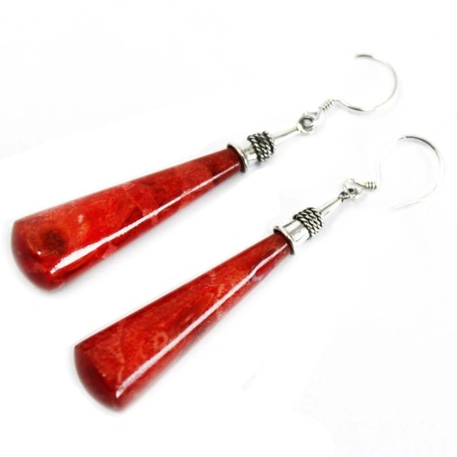 Coral Style 925 Silver Earring - Long Teardrop ➤ топ цена ➤ sorbe.bg