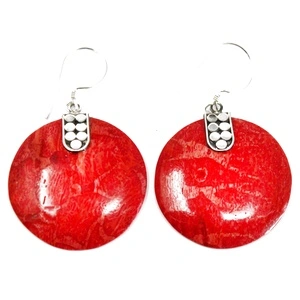 Coral Style 925 Silver Earring - Disc Disc Décor