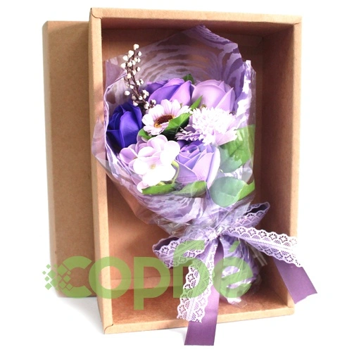 Boxed Hand Soap Flower Bouquet - Purple ➤ топ цена ➤ sorbe.bg