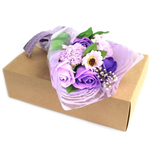 Boxed Hand Soap Flower Bouquet - Purple ➤ топ цена ➤ sorbe.bg