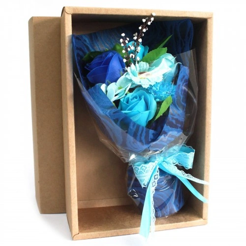Boxed Hand Soap Flower Bouquet - Blue ➤ топ цена ➤ sorbe.bg